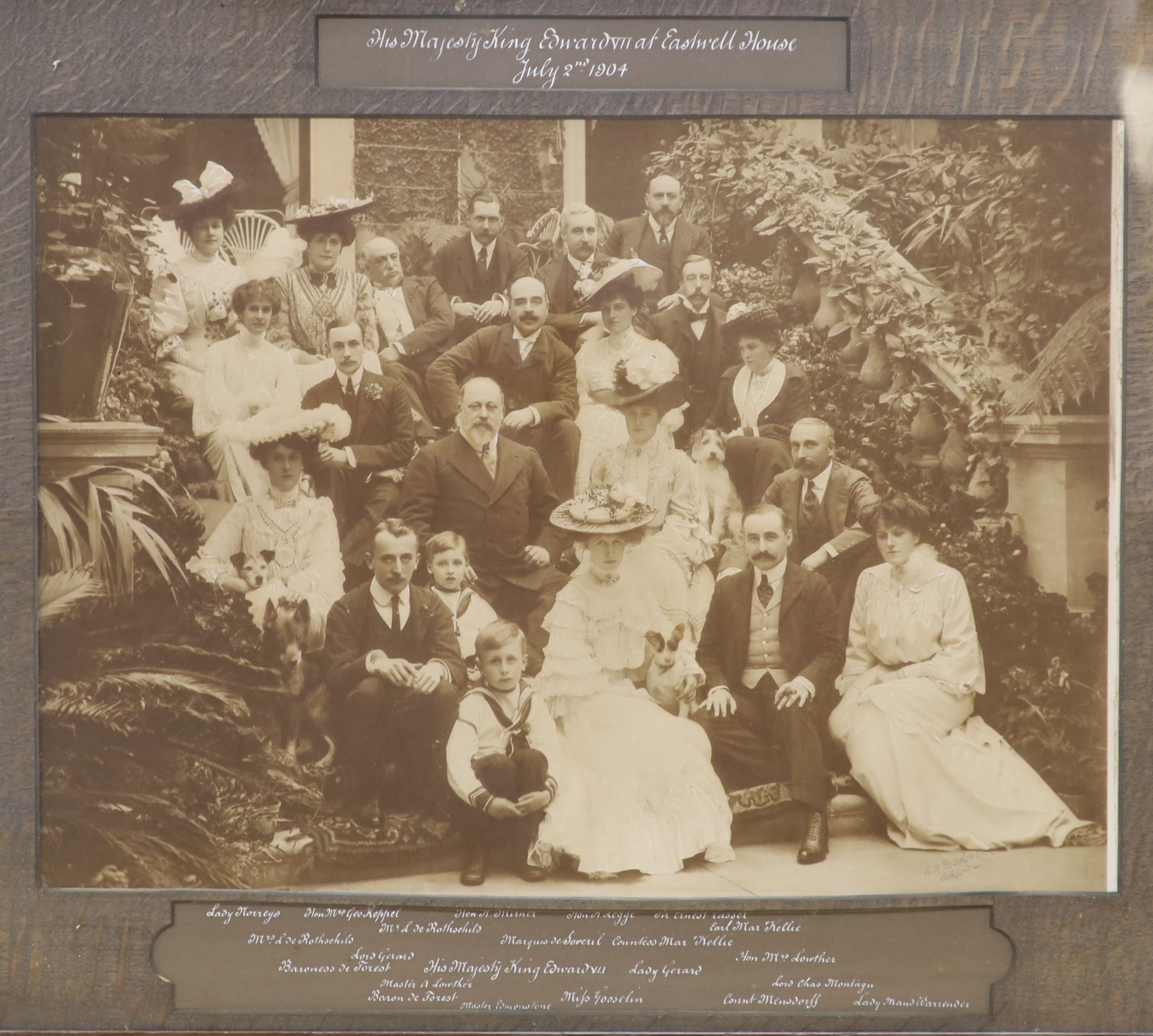 A black and white photograph of King Edward VII at a house party at Eastwell House, July 2nd 1904, by A.H. Death and Garden, Ashford,